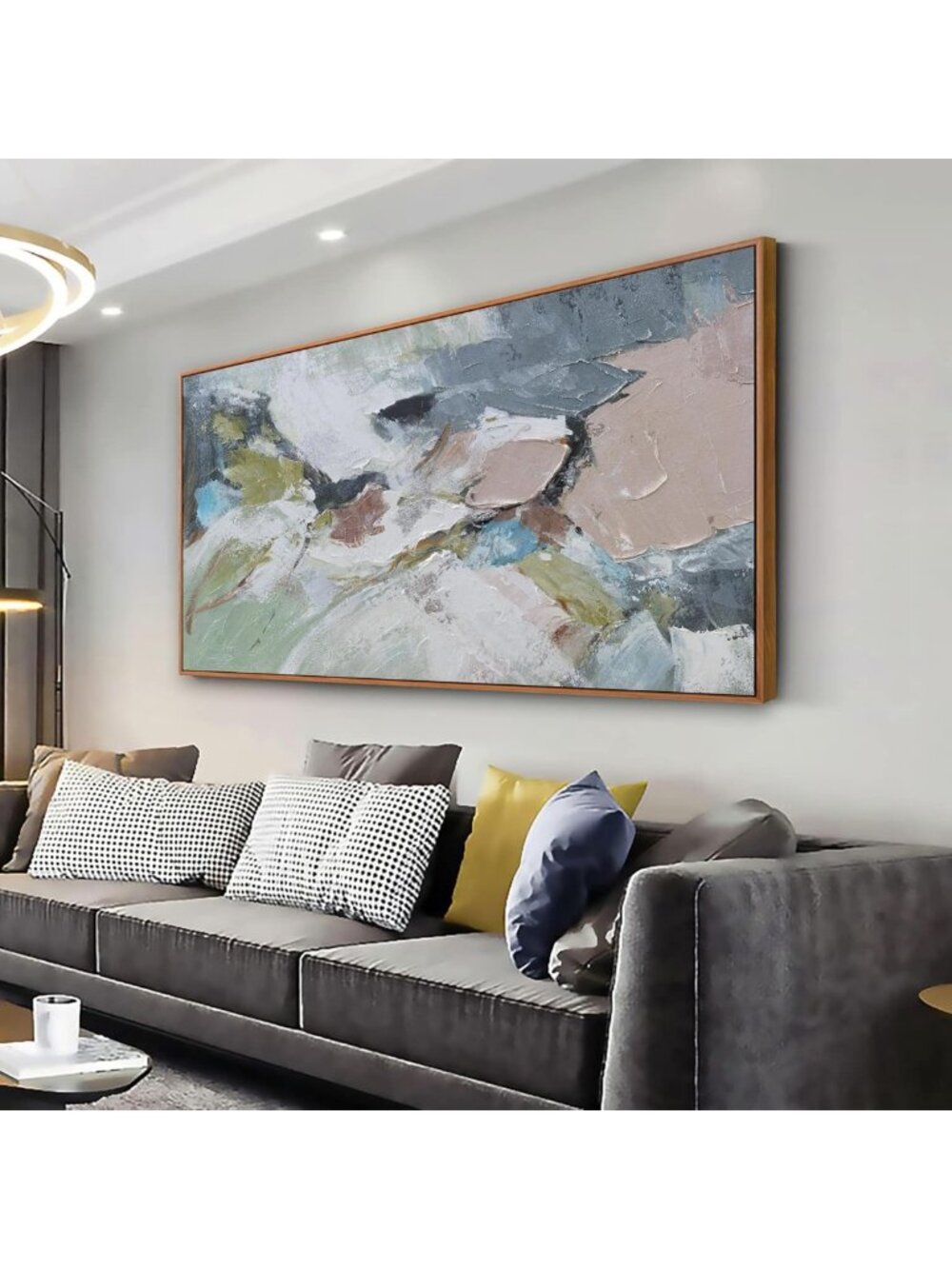 Vibrant Abstract Framed Wall Art for Living Room Decor - 20"x40" Colorful Design